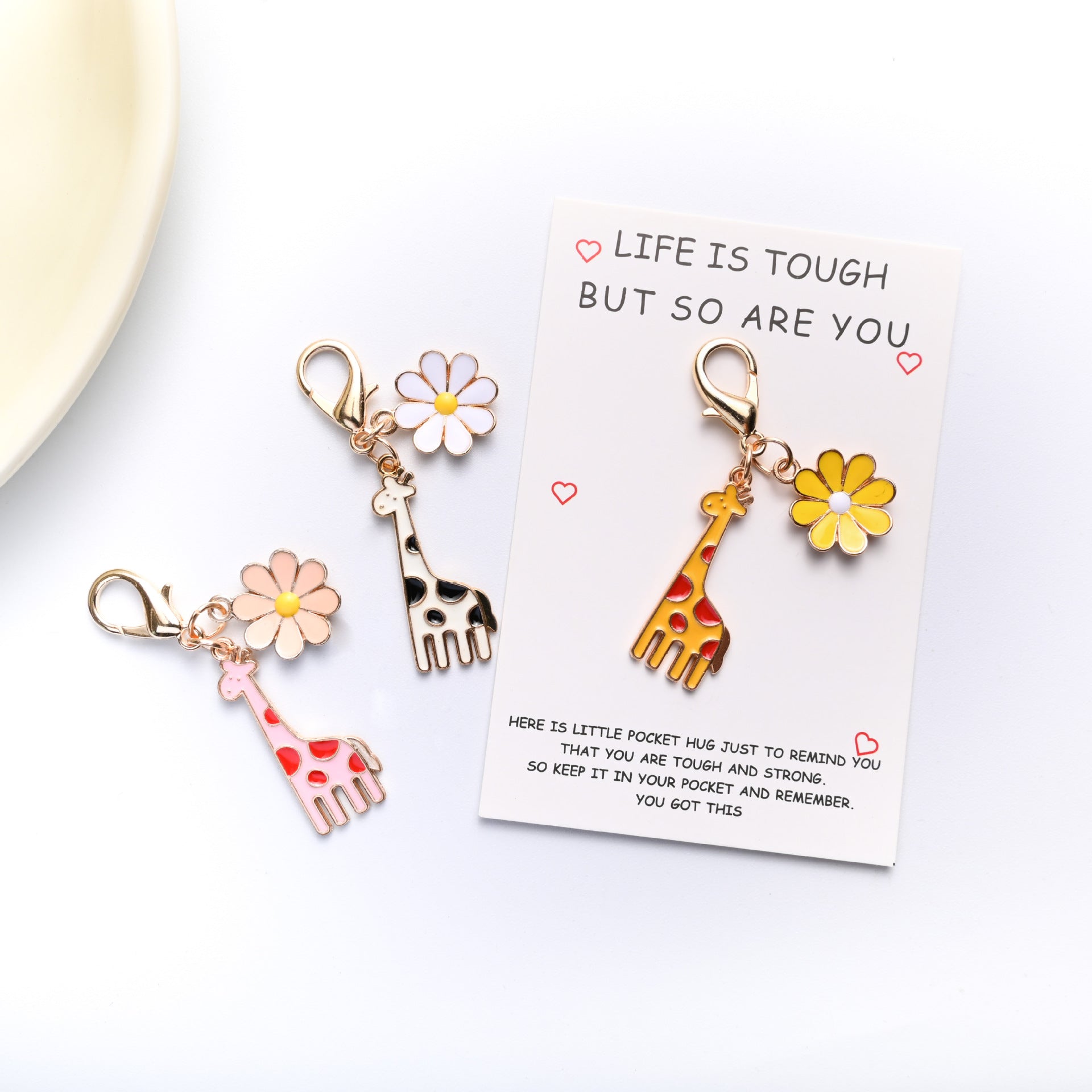 Wholesale  Encouragement Card Giraffe Zinc Alloy Keychain