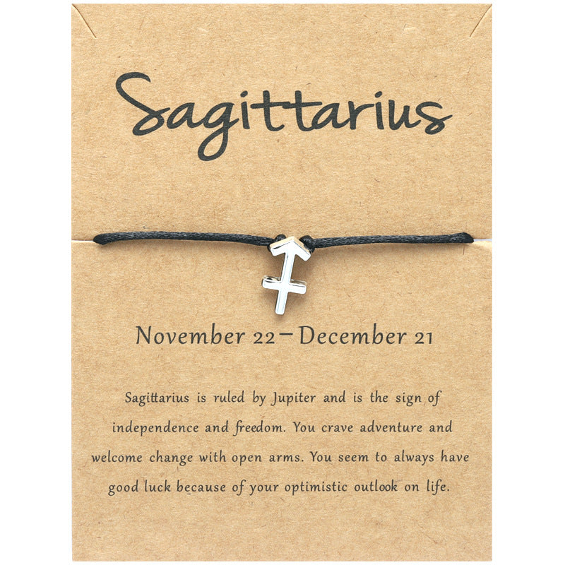 Wholesale Twelve Constellation Adjustable Black Cord Bracelet