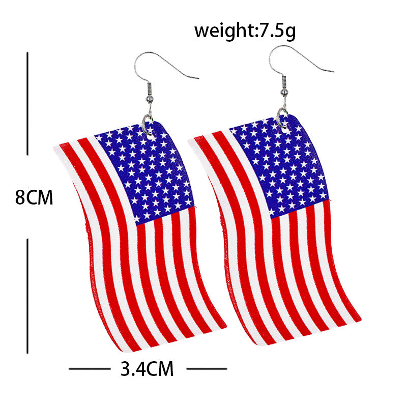 Wholesale American Independence Day Leather Earrings
