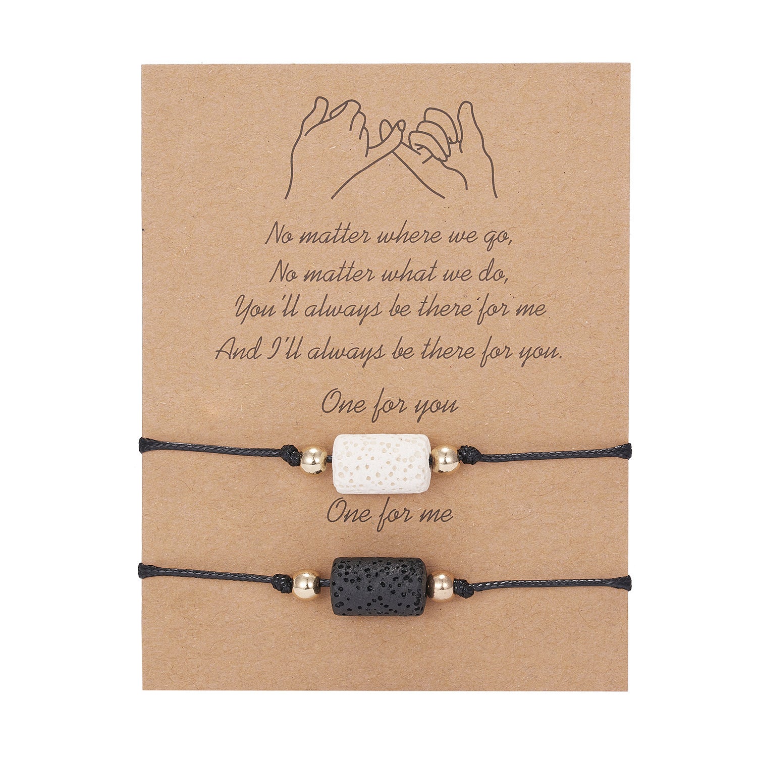 Wholesale Geometric 8-character Volcanic Stone Sunflower 2-piece Braided Adjustable Paper Card Bracelet