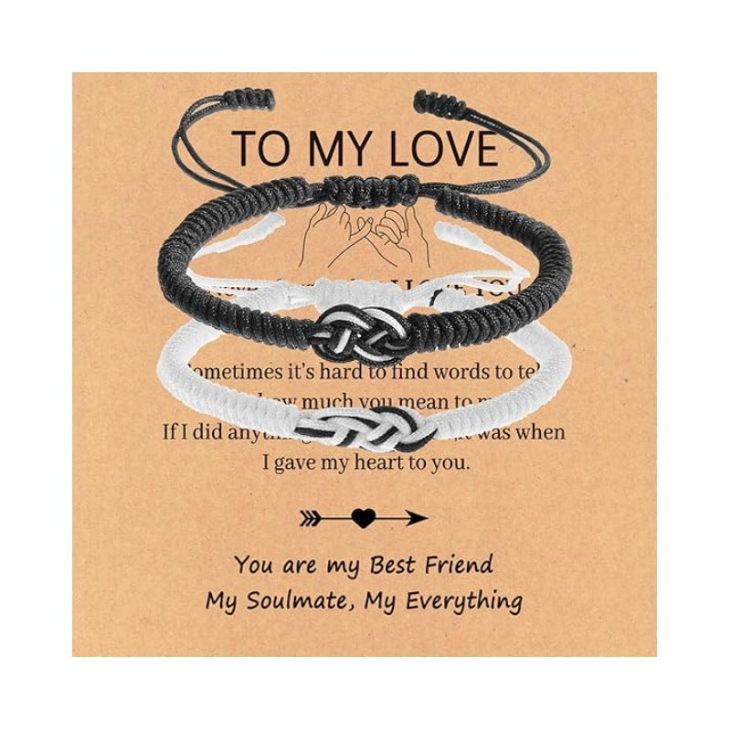 Wholesale Hand woven black and white Mobius ring adjustable bracelet