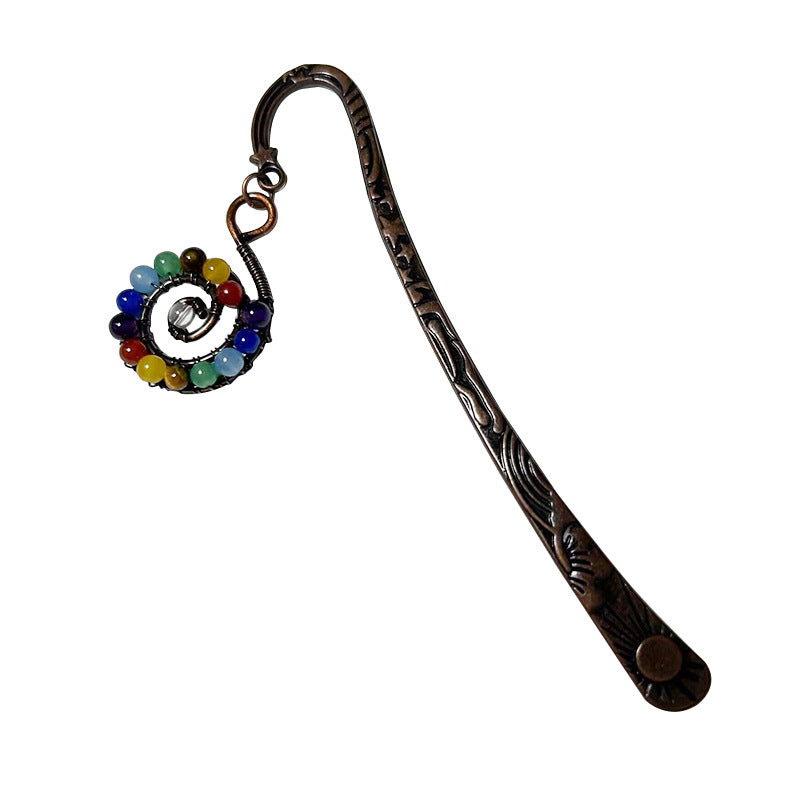 Wholesale Rotate Metal Natural Crystal Stone Learning Stationery Bookmark