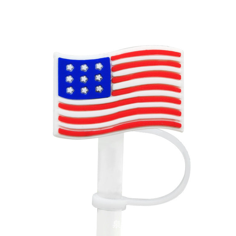 Wholesale of 10pcs Flag Series Silicone Straw Sets