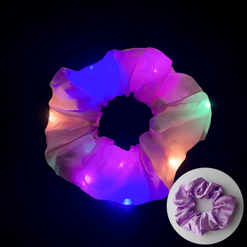 Wholesale Led Luminous Large Intestine Hair Ring DIY Night Light Flower Shiny Fat Intestine Head Rope Nightclub Rubber Band Hair Accessories
