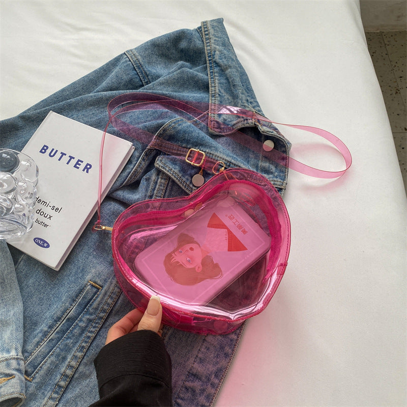 Bolso de corazón translúcido de PVC al por mayor