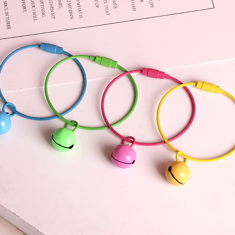 Wholesale Stainless Steel Wire Rope Candy Color Small Bell Paint Keychain