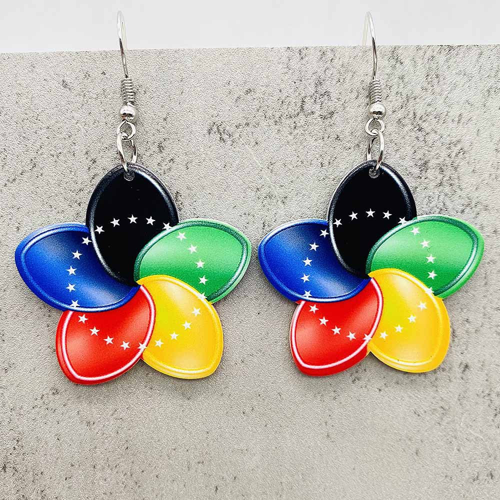 Wholesale Independence Day Colorful Flower Sports Festival Acrylic Earrings