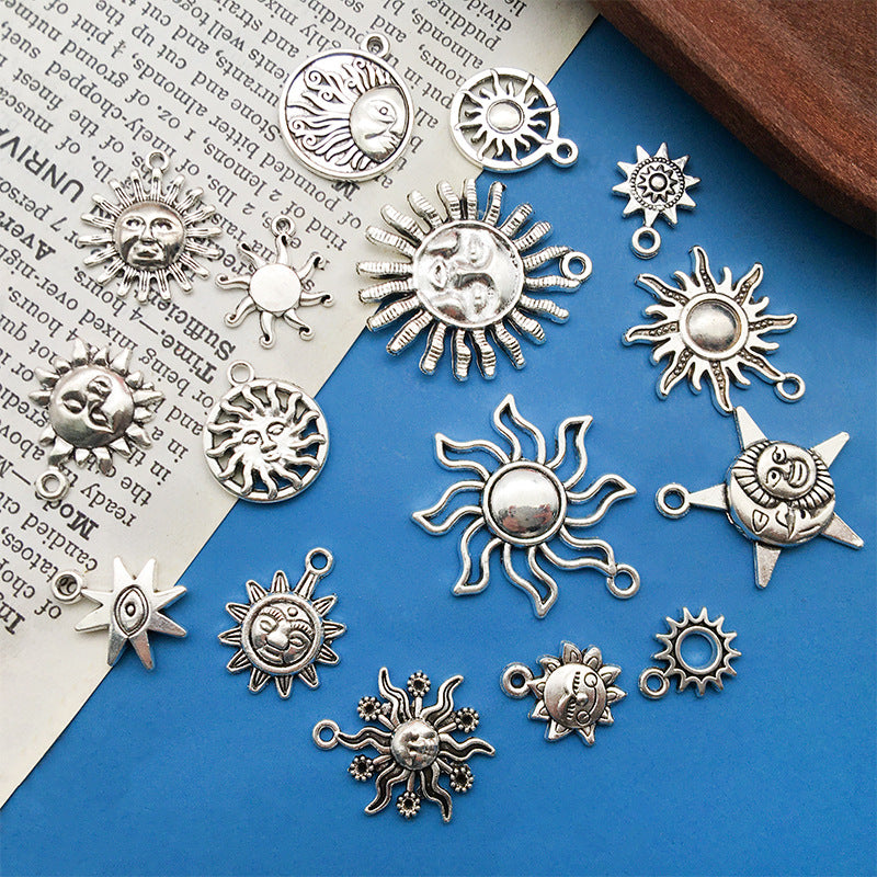 Wholesale Alloy Vintage Tibetan Silver Sun Moon DIY Necklace Bracelet Pendant