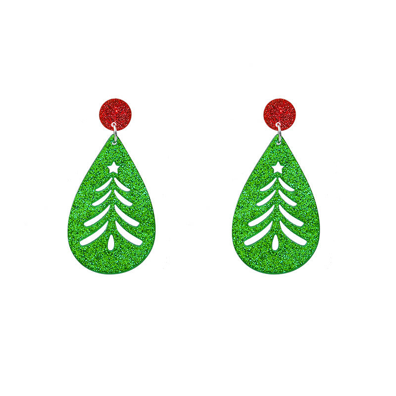 Wholesale Leaves Hollow Christmas Tree Sequin Drop Earrings Niche Round  Acrylic Earrings