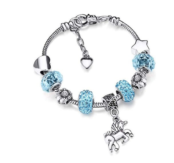 Wholesale Unicorn Heart Five-pointed Star Large Hole Bead Crystal Bracelet