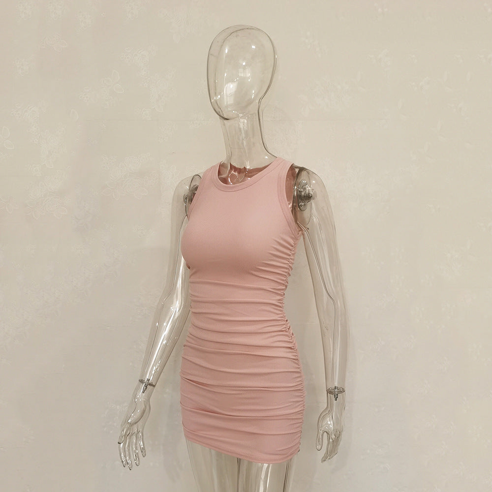 Wholesale Pleated Ribbed Fitted Dress