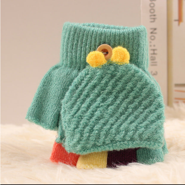 Wholesale Knitted Flip Open Fingered Children's Imitation Cashmere Gloves