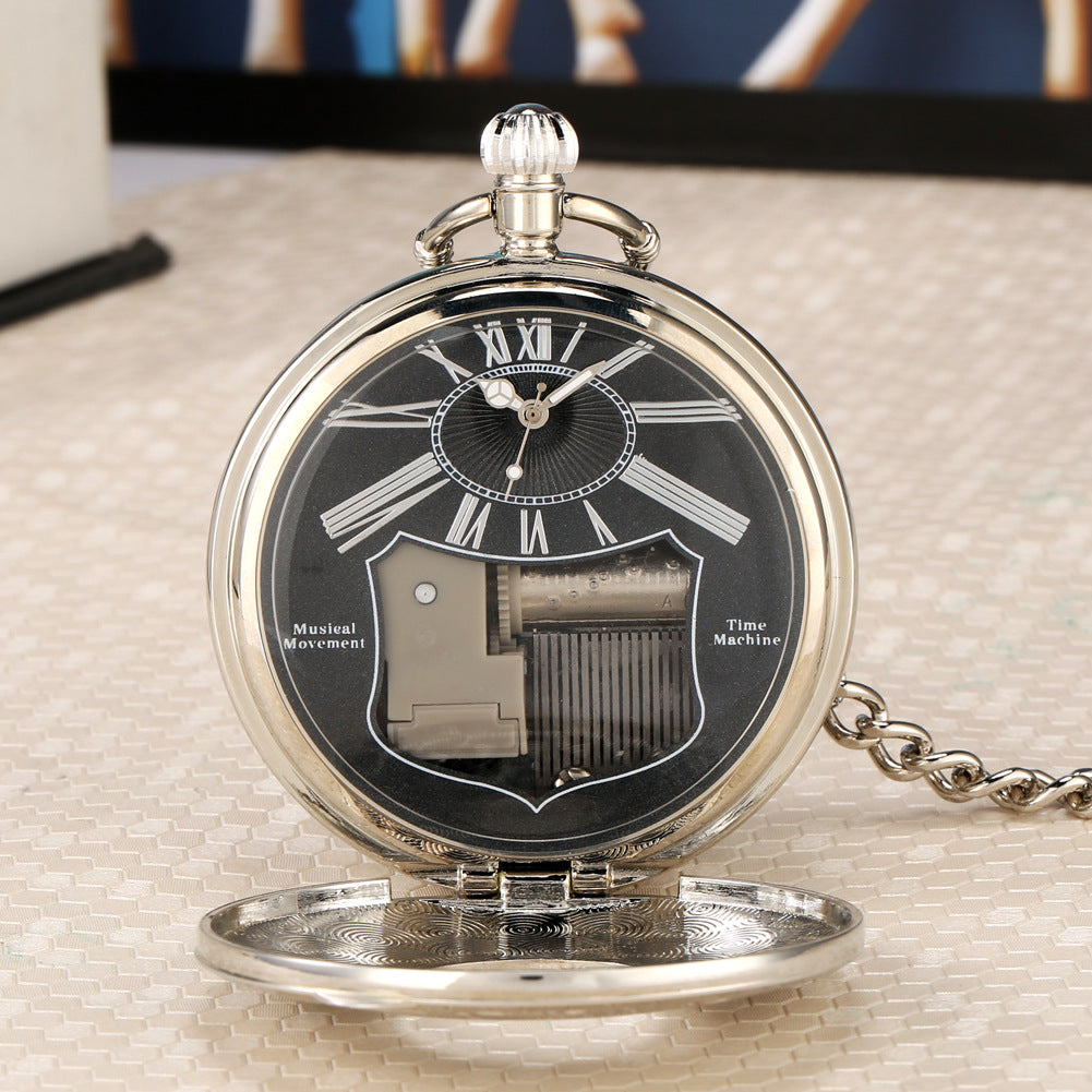 Wholesale Creative quartz music Swan Lake music box pocket watch