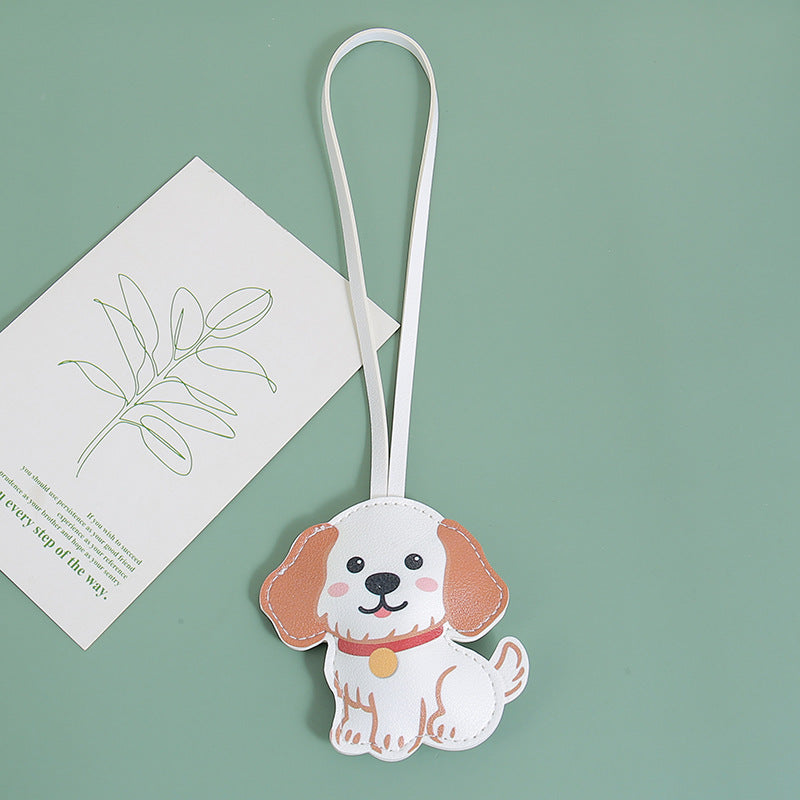 Wholesale Cute PU Leather Golden Retriever Puppy Keychain
