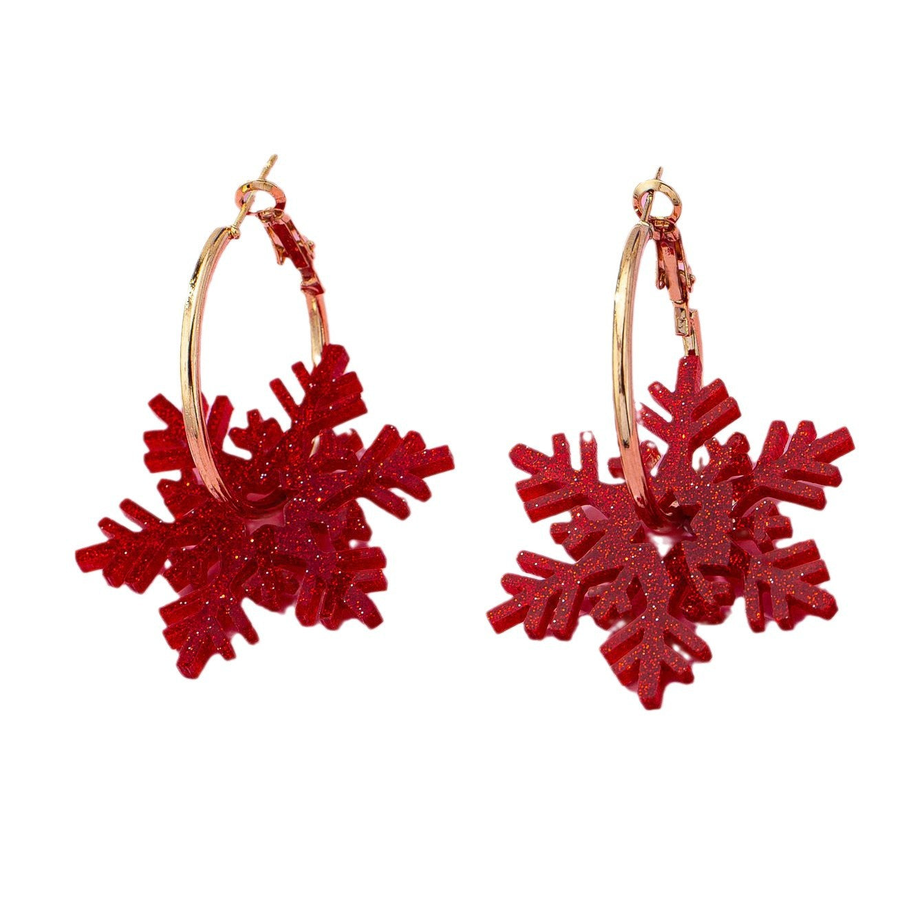 Wholesale Red Snowflake Christmas Acrylic Earrings