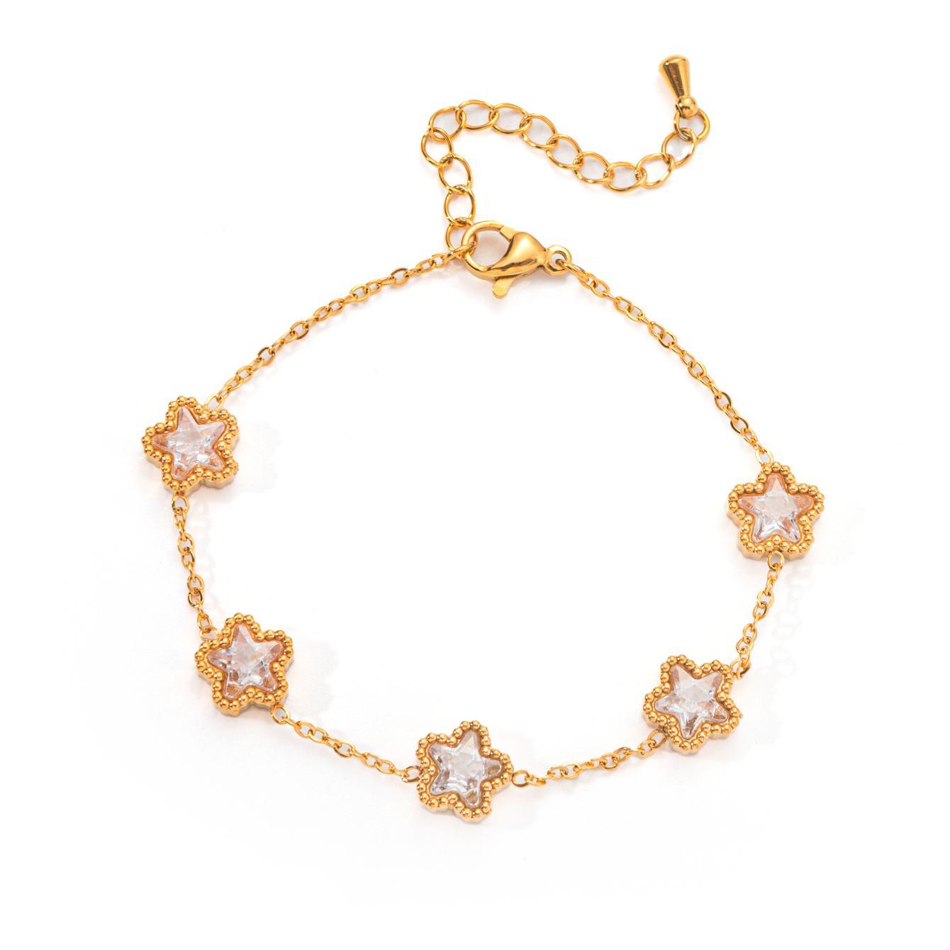 Wholesale Bracelet Summer Gold Retro Titanium Steel Bracelet High-grade Emerald Zircon