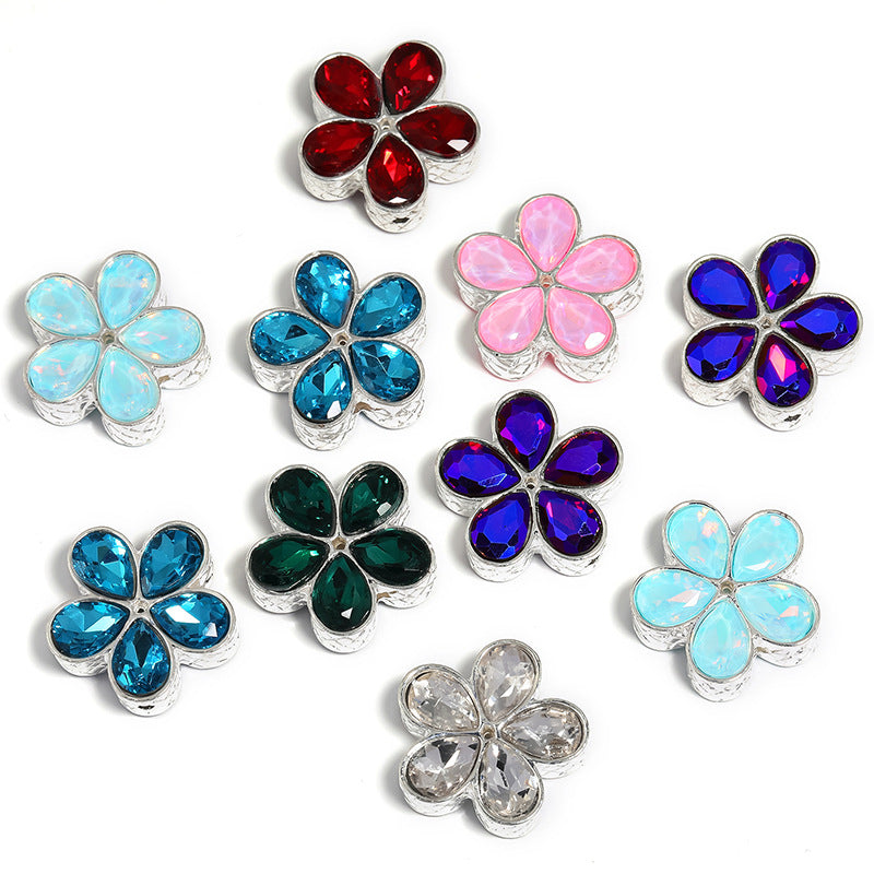 Wholesale 10pcs Heavy Camellia Diamond Ball Four-leaf Clover Rhinestone Beads