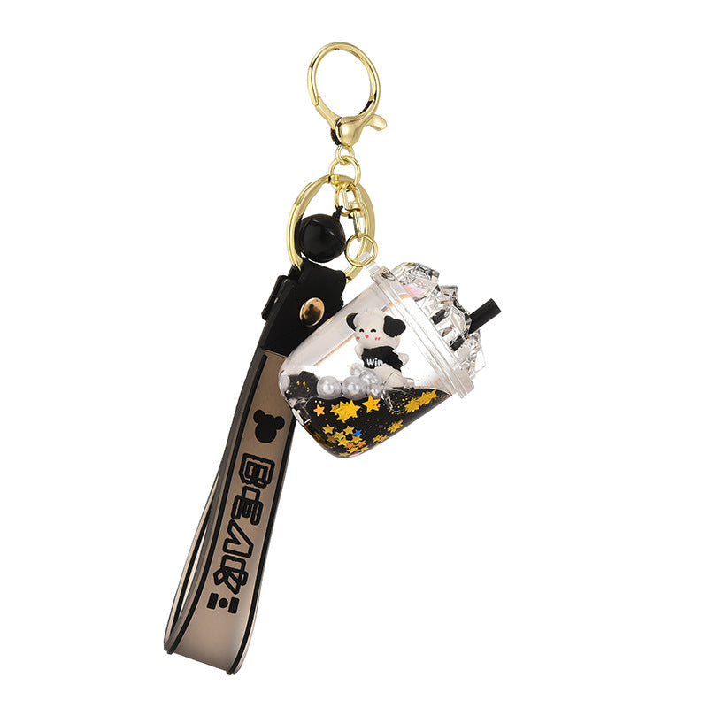 Wholesale Acrylic Cartoon Floating Panda Oiled Keychain