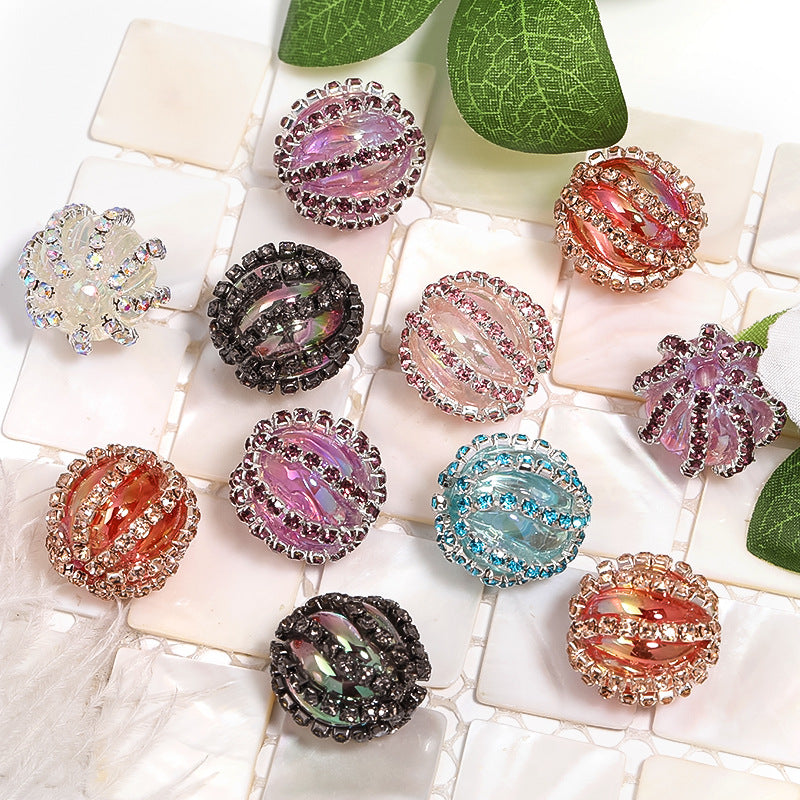 Wholesale 25pcs Rhinestone Pumpkin Beads Colorful Lantern Accessories Material Beads