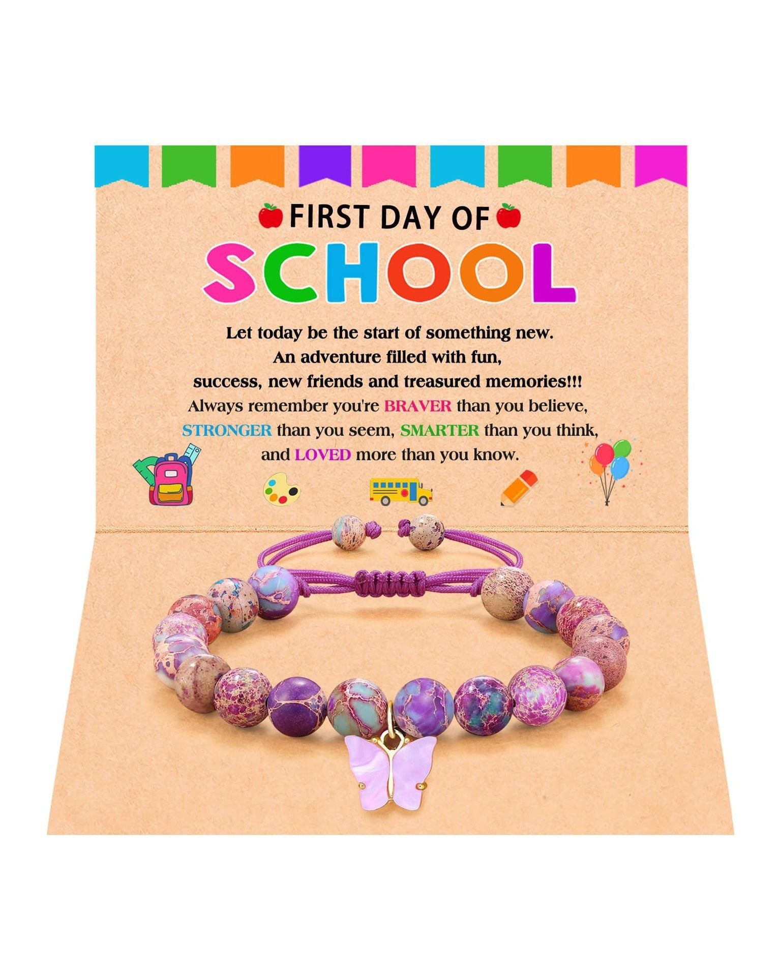 Wholesale Unisex Handmade Woven Butterfly Purple Acrylic Bead Bracelet Jewelry Accessory