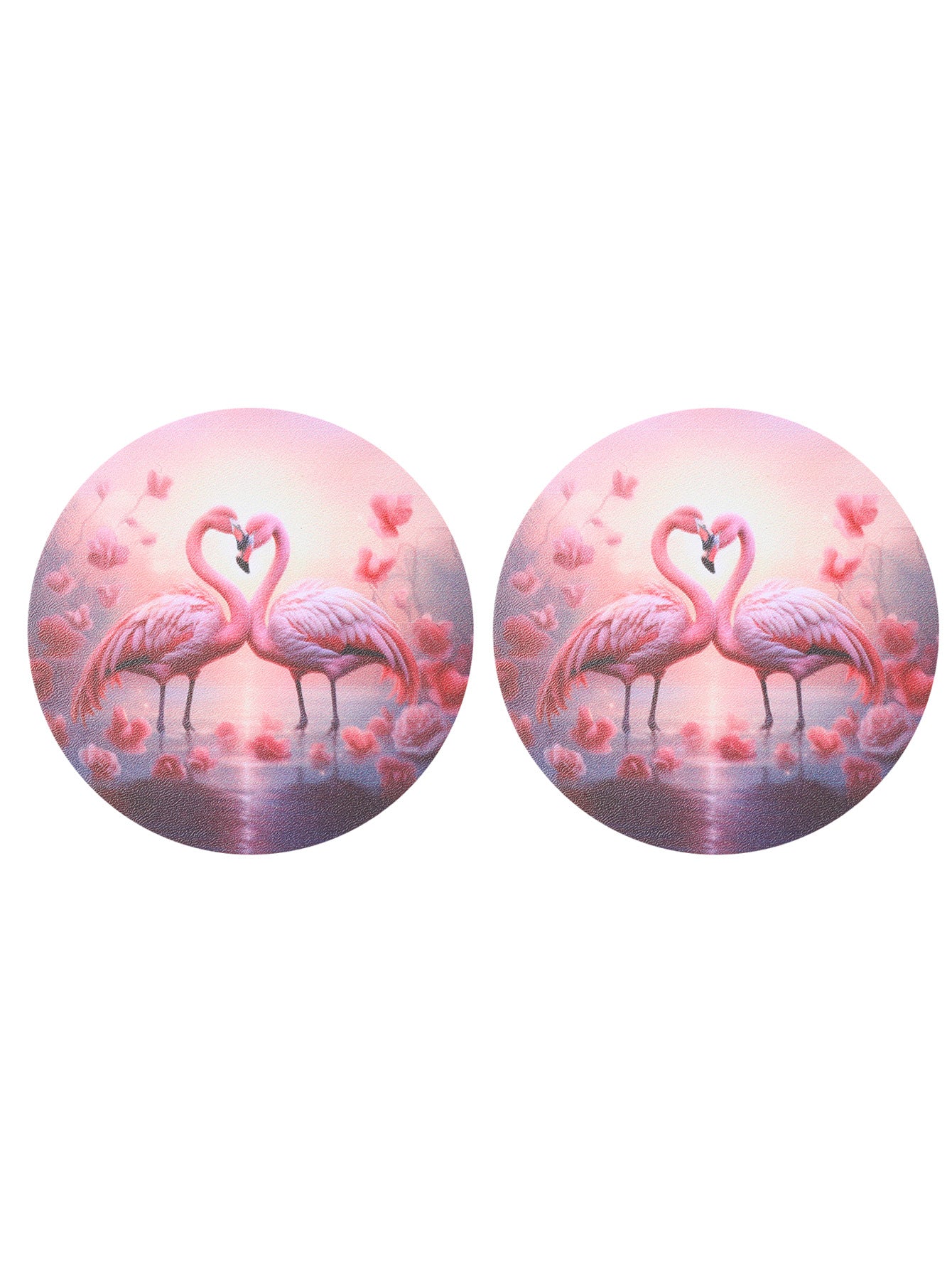 Wholesale Couple Love Heart Crane Santa Claus Skull Pattern Water Absorbent Round Leather Coaster