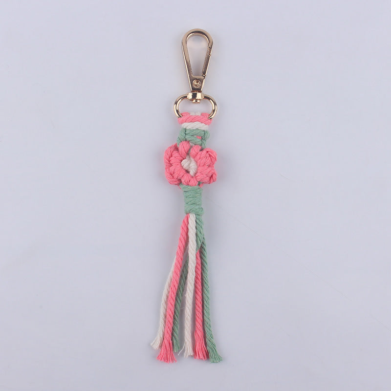 Wholesale Handmade Cotton Thread Woven Cartoon Flower Keychain