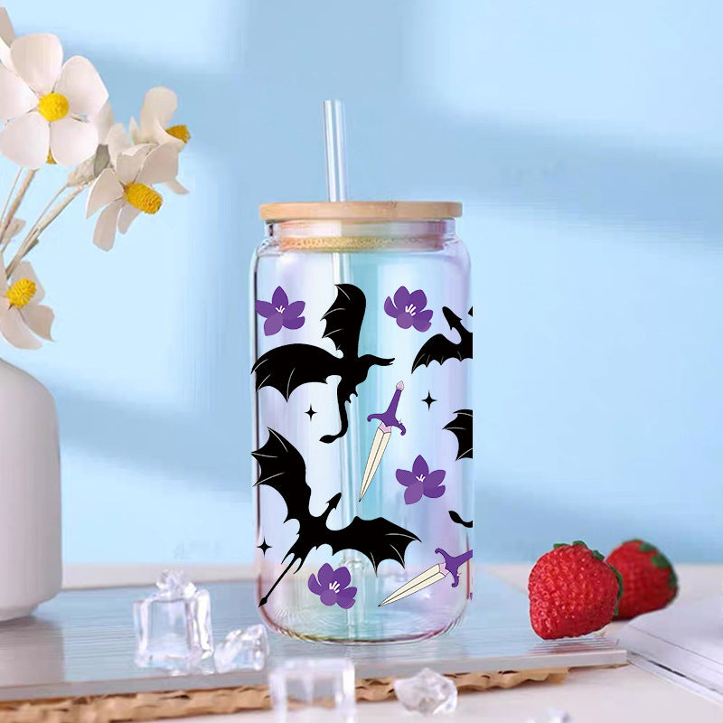 Wholesale Black and white cartoon ghost  16oz Cup UV DTF Wraps