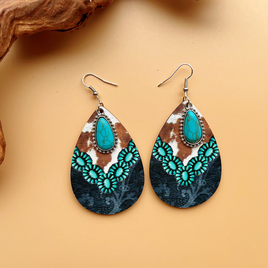 Wholesale Turquoise Pendant Retro Ethnic Style Fashion Bohemian Earrings