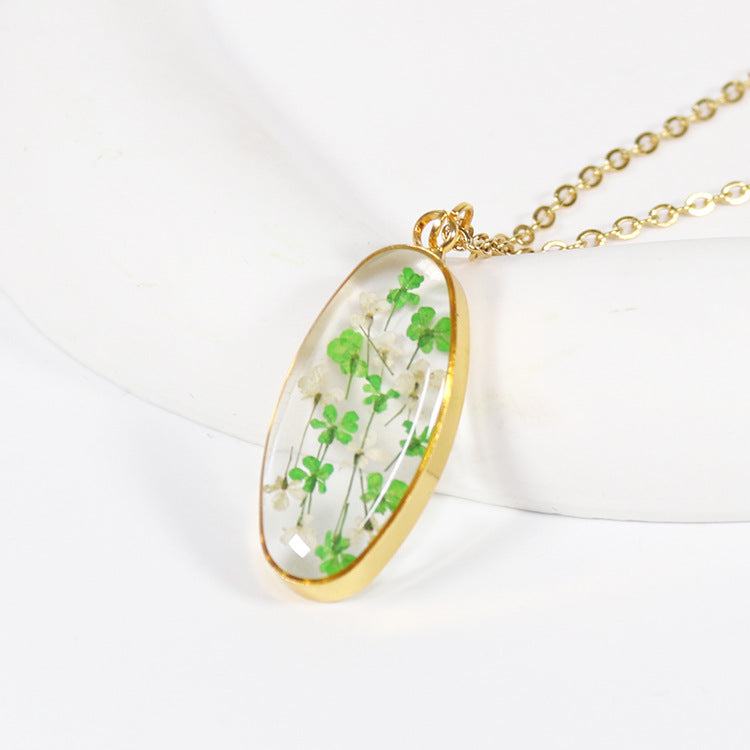 Wholesale 12pcs Colorful Baby's Breath Dripping Resin Natural Dried Flower Plant Specimen Necklace