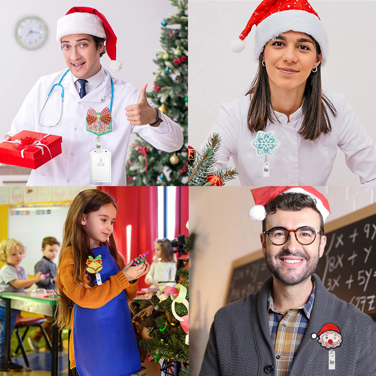 Wholesale Christmas series easy-pull retractable rotating keychain