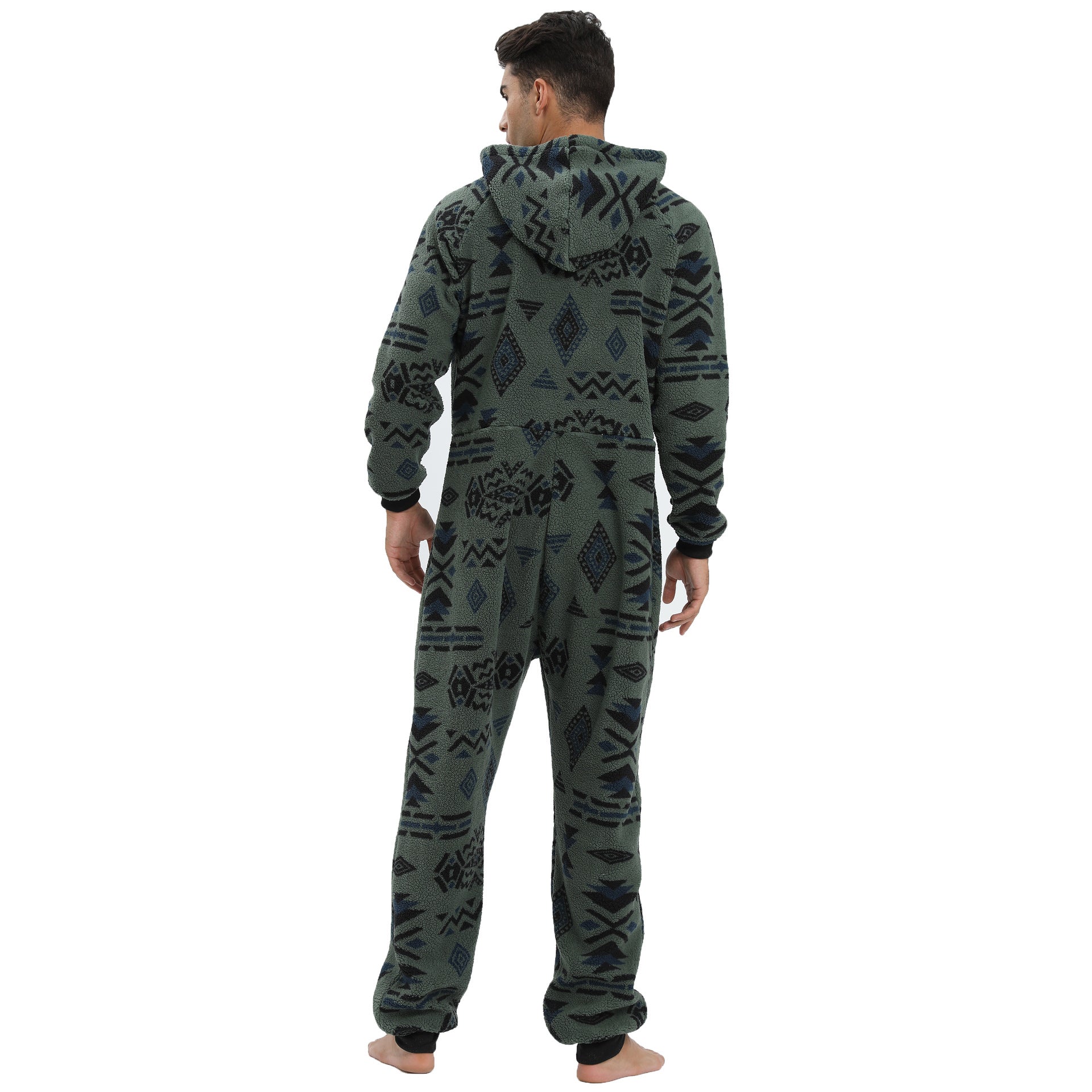 Wholesale Men's Hooded Thickened Double-sided Velvet Camouflage Jumpsuit Home Wear Pajamas