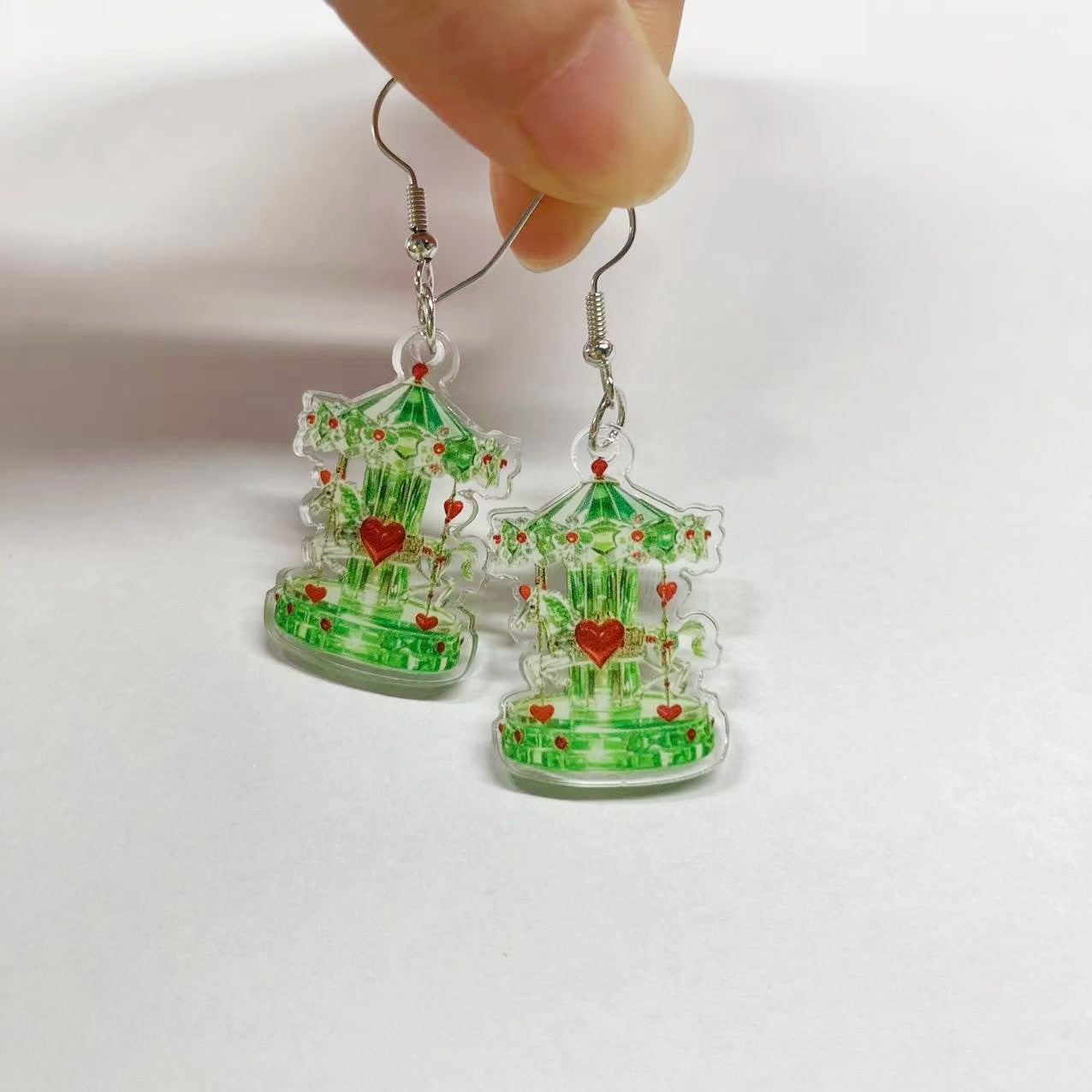 Wholesale Crystal Carousel Valentine' s Day Acrylic Earrings