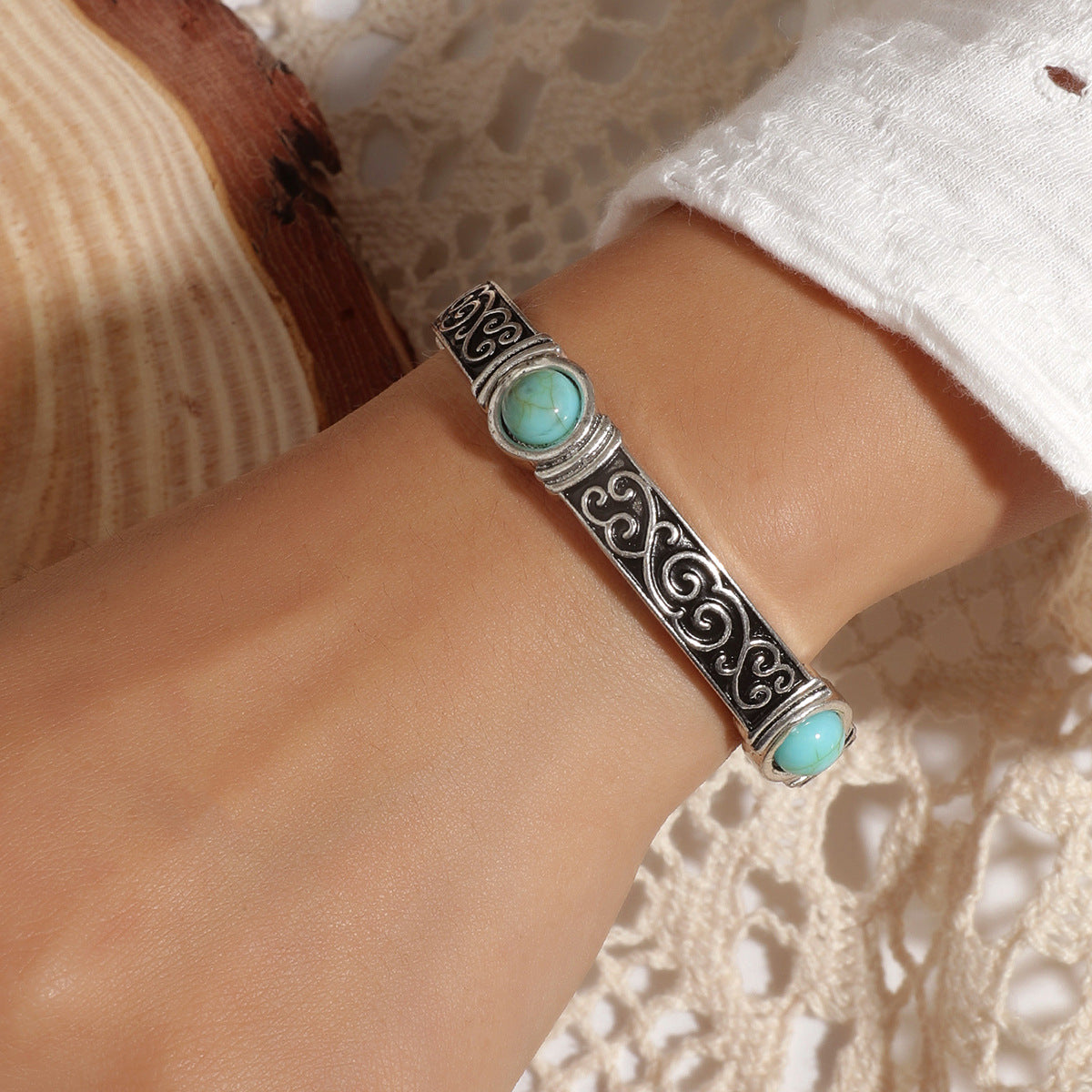 Wholesale Retro Turquoise Ethnic Style Elastic Bracelets