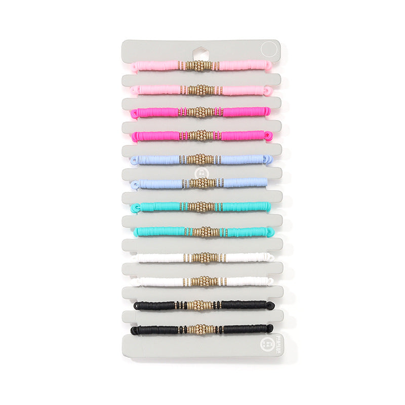 Wholesale Colored Soft Pottery Pieces Ethnic Style Stacking Bracelets