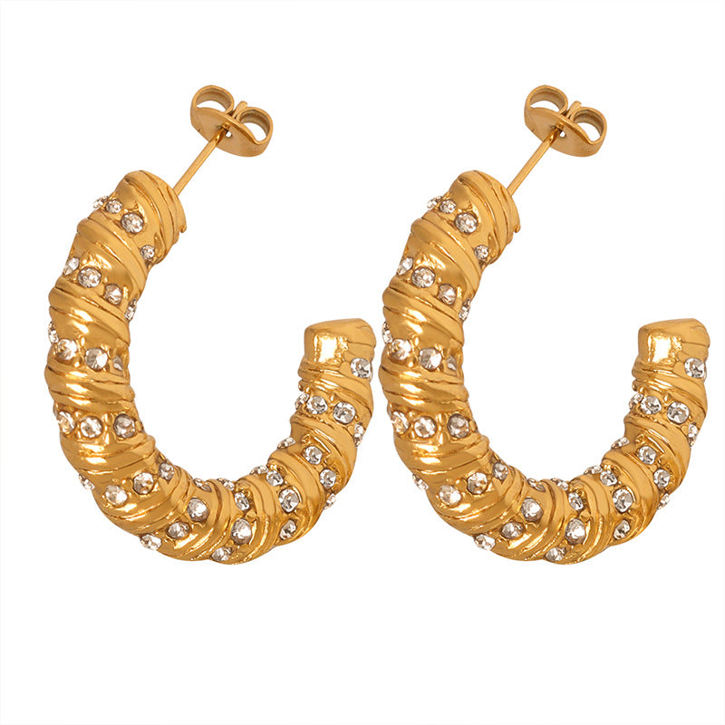 Wholesale Niche New Diamond Inlaid Fashion Gold Plated Earring