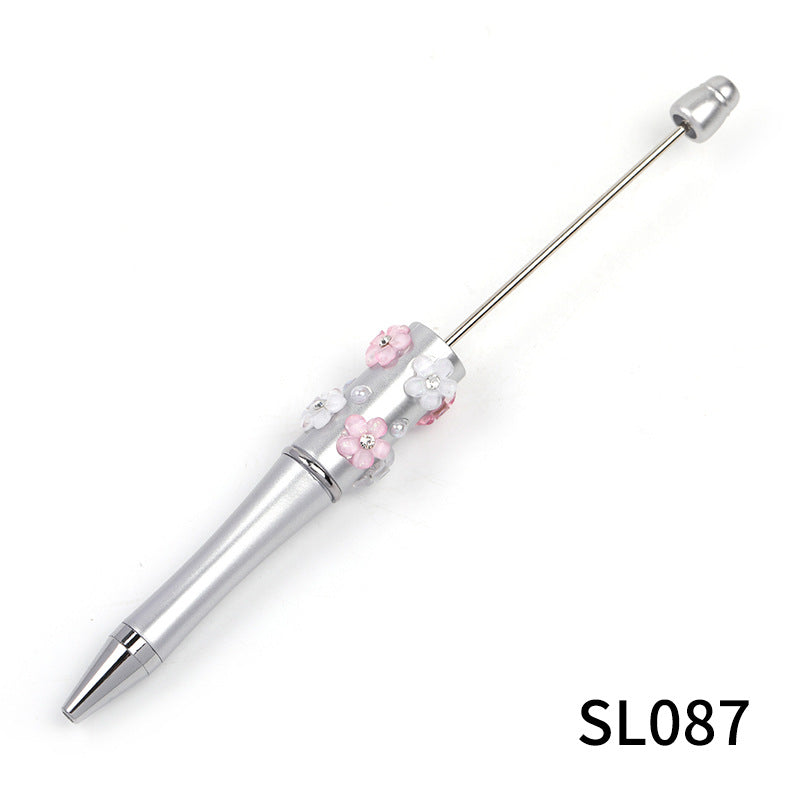 Wholesale Beadable Pens 10pcs Heavy Duty Diy Diamond Five Petal Flower Bead Ballpoint Pen