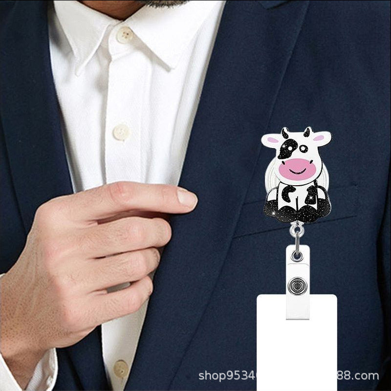 Wholesale Cow Badge Scroll Retractable Keychain