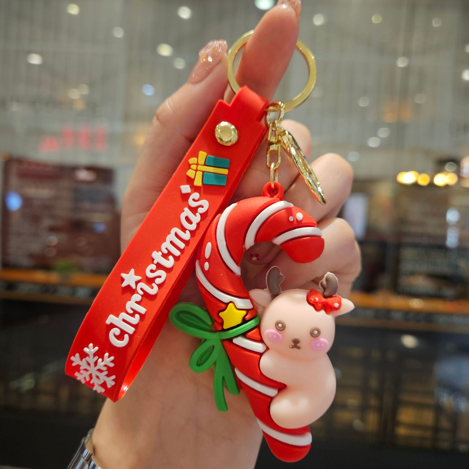 Wholesale Santa Claus crutches reindeer Christmas tree Cute Keychain