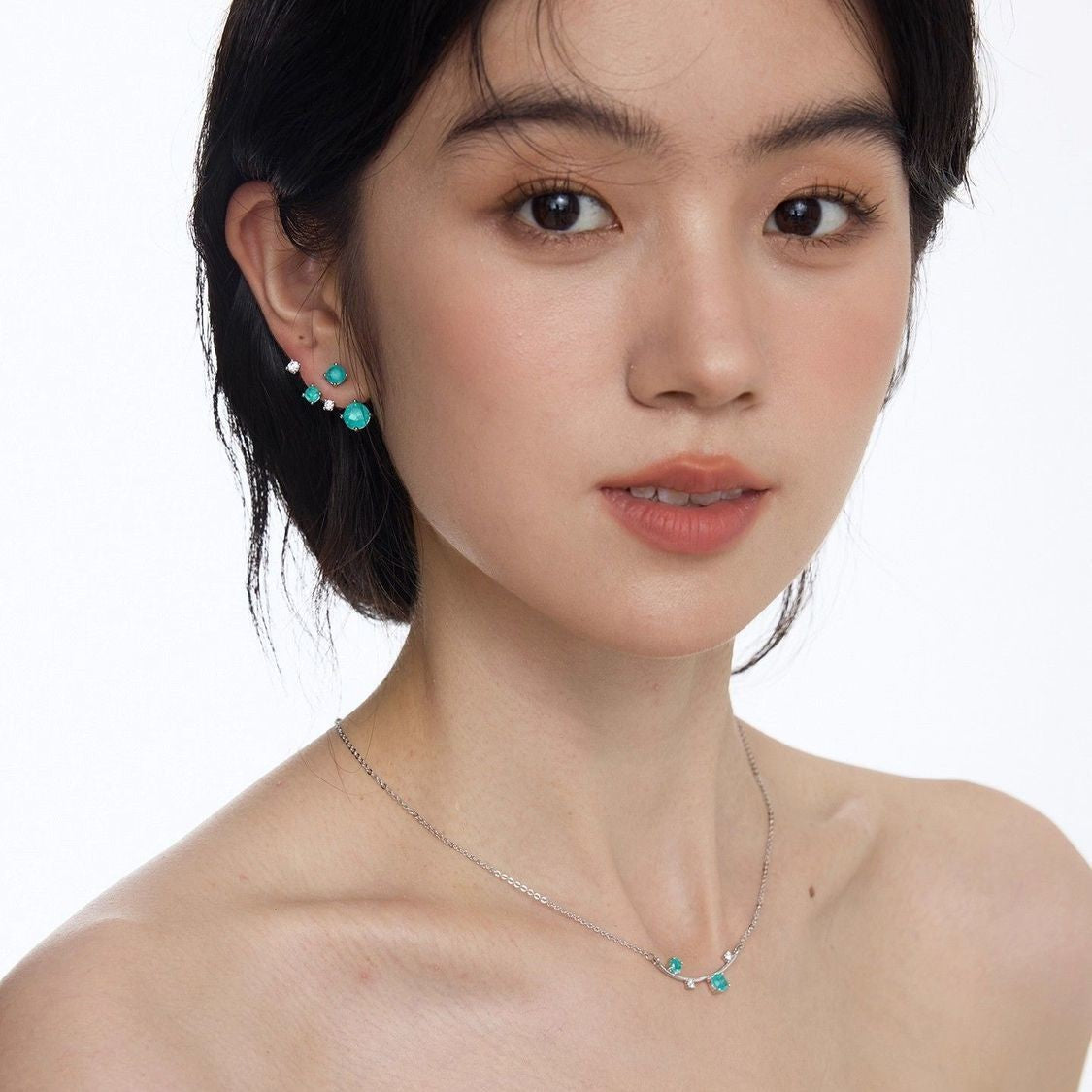 Wholesale Blue multi piece starry earrings without collision