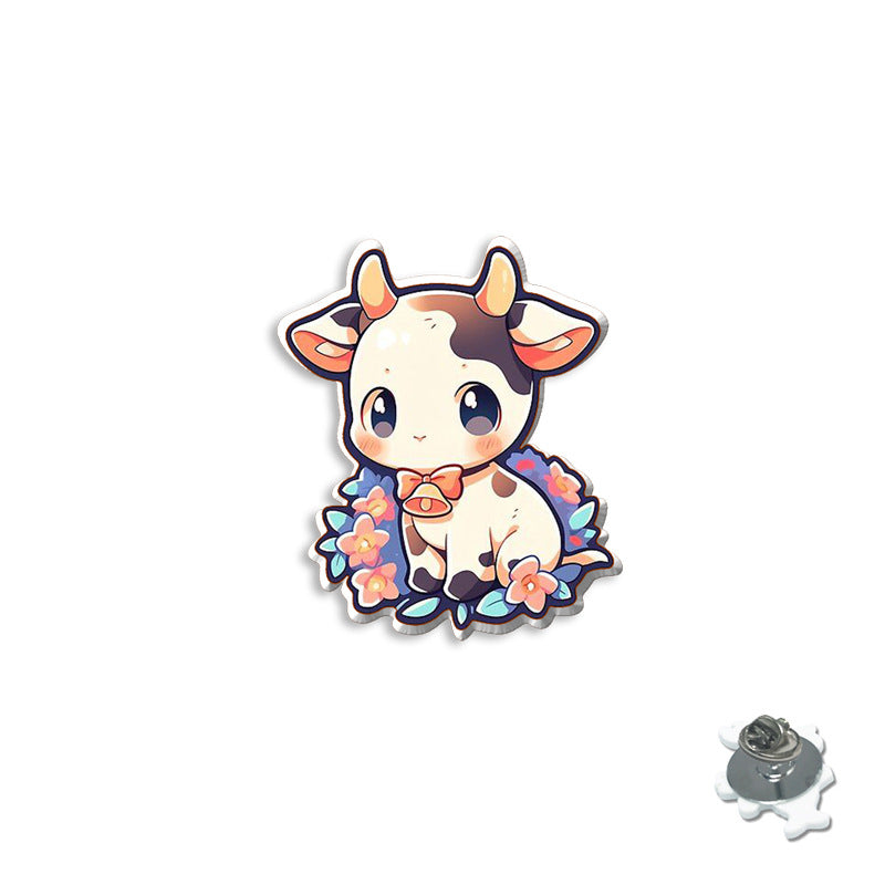 Wholesale Cartoon Cute Cow Brooch Acrylic Collar Pin