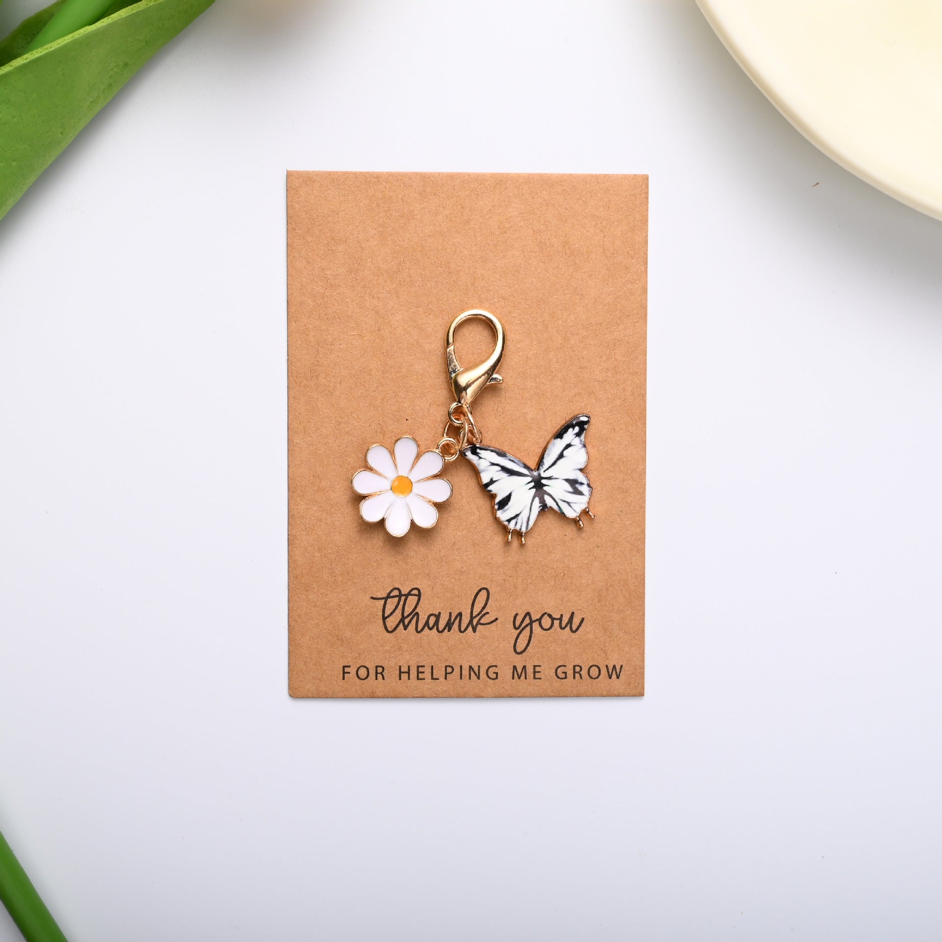 Wholesale Thank You  Card Colorful Oil Dripping Enamel Butterfly  Keychain