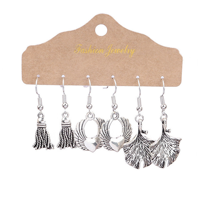 Wholesale Snowflake Tassel Love Wings Hollow Vintage Earrings