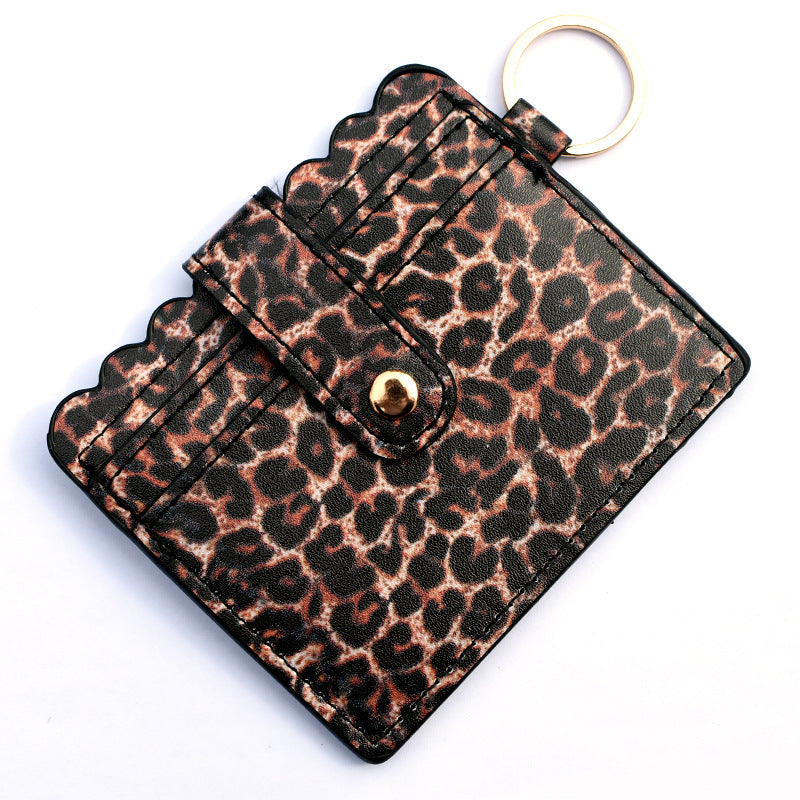 Wholesale PU Leather Leopard Purse Keychain