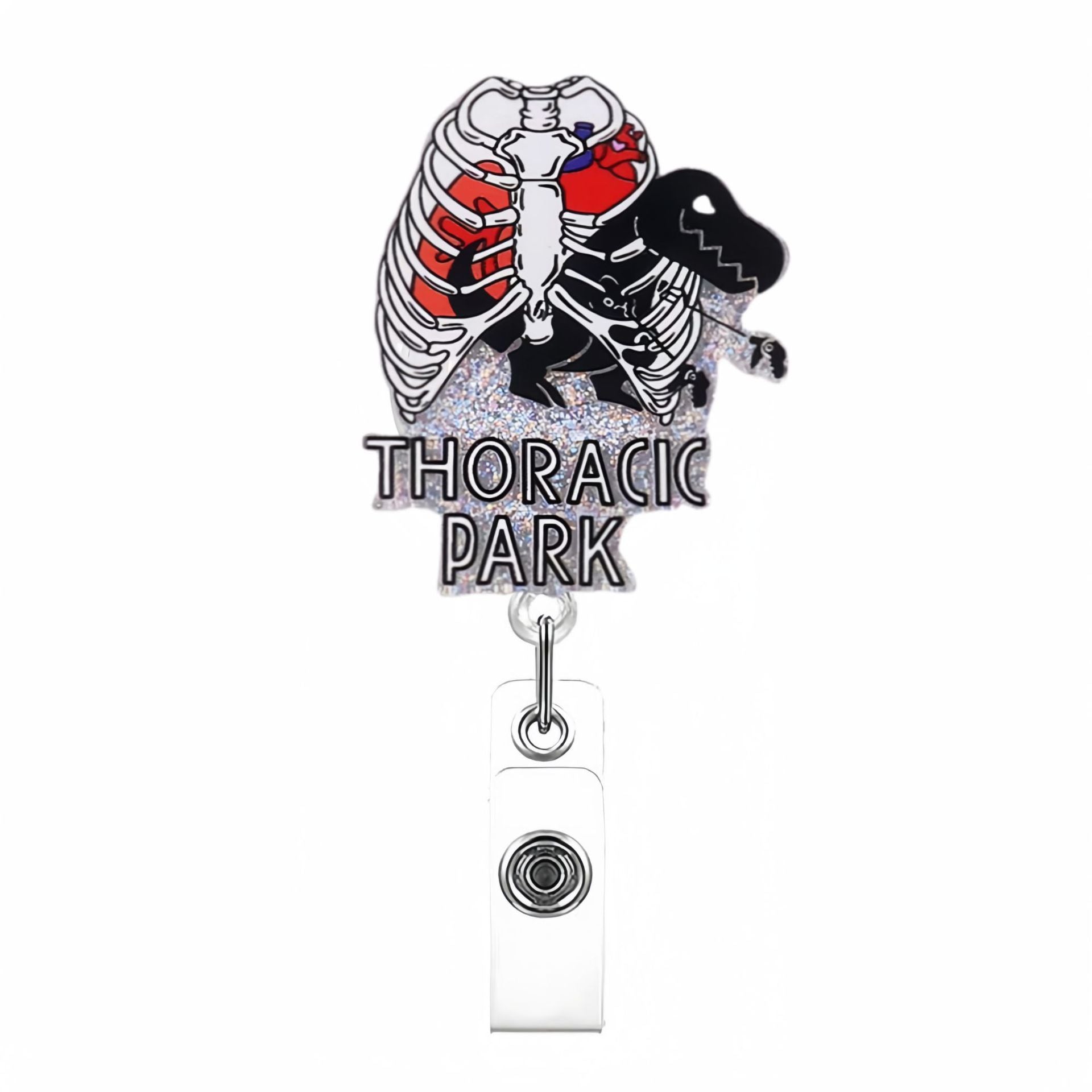 Wholesale Blackened Skeleton Medical Easy Pull Buckle  Badge Reels
