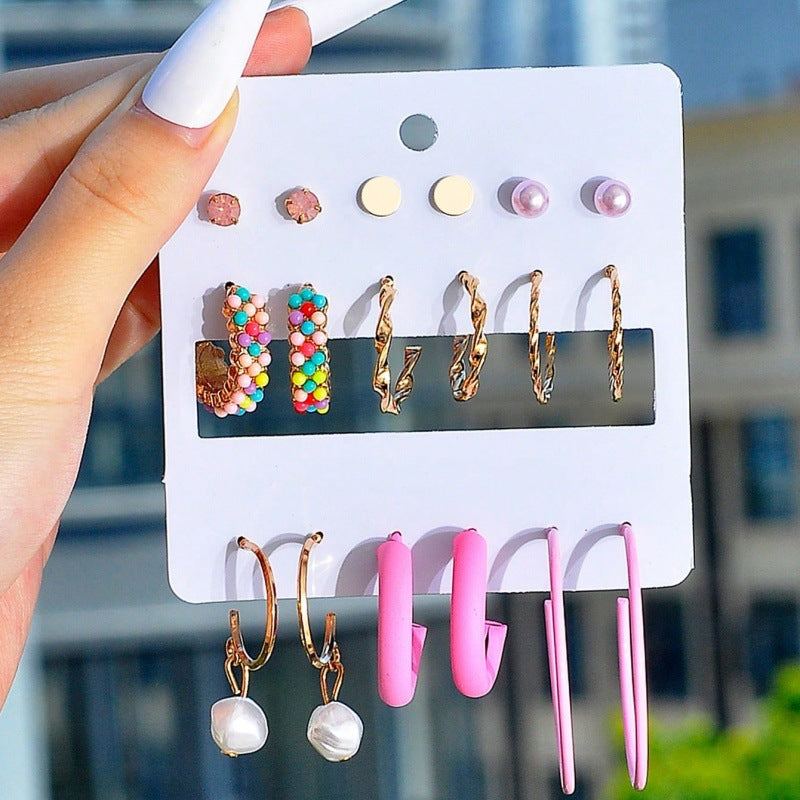Wholesale Earrings Inlaid with Pearls Women' s Earrings Set