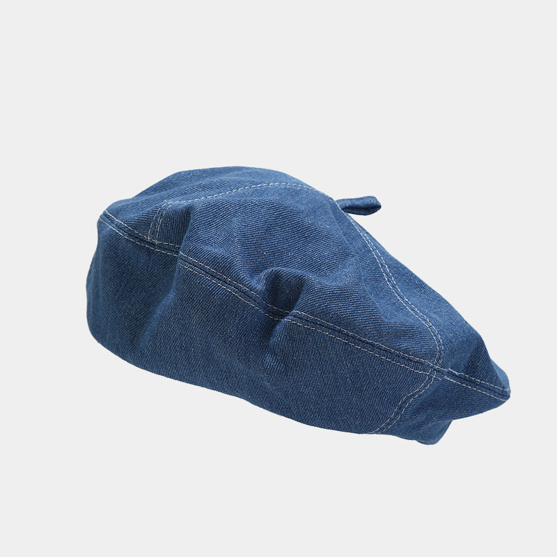 Wholesale Street Fashion All-match Denim Simple Solid Color Casual Art Newsboy Hat Beret