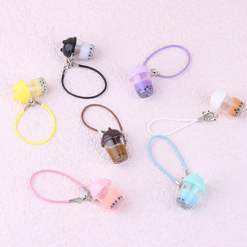 Wholesale Cat head pearl milk tea cup pendant