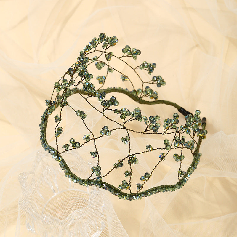 Wholesale Handmade Beaded Delicate Crystal Braided Mesh Headbands