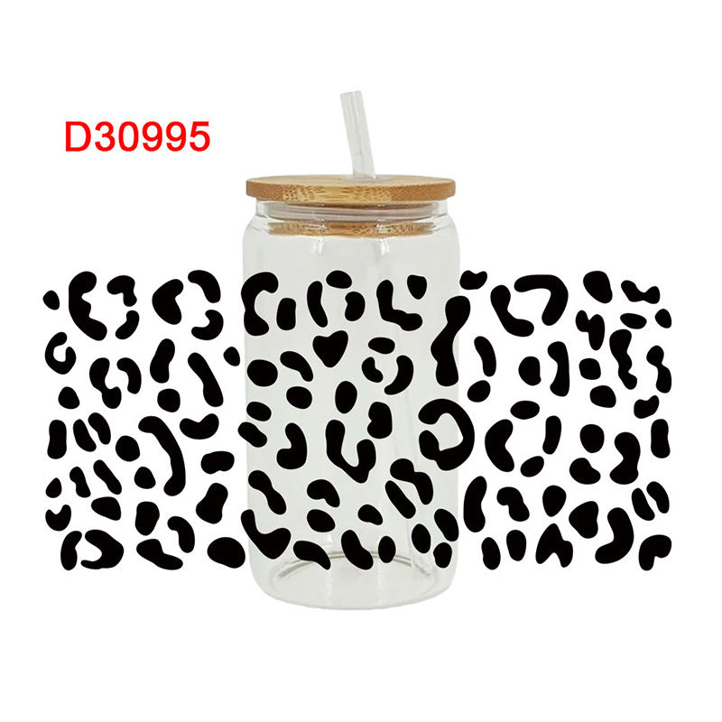 Wholesale Black textured pattern 16oz Cup UV DTF Wraps
