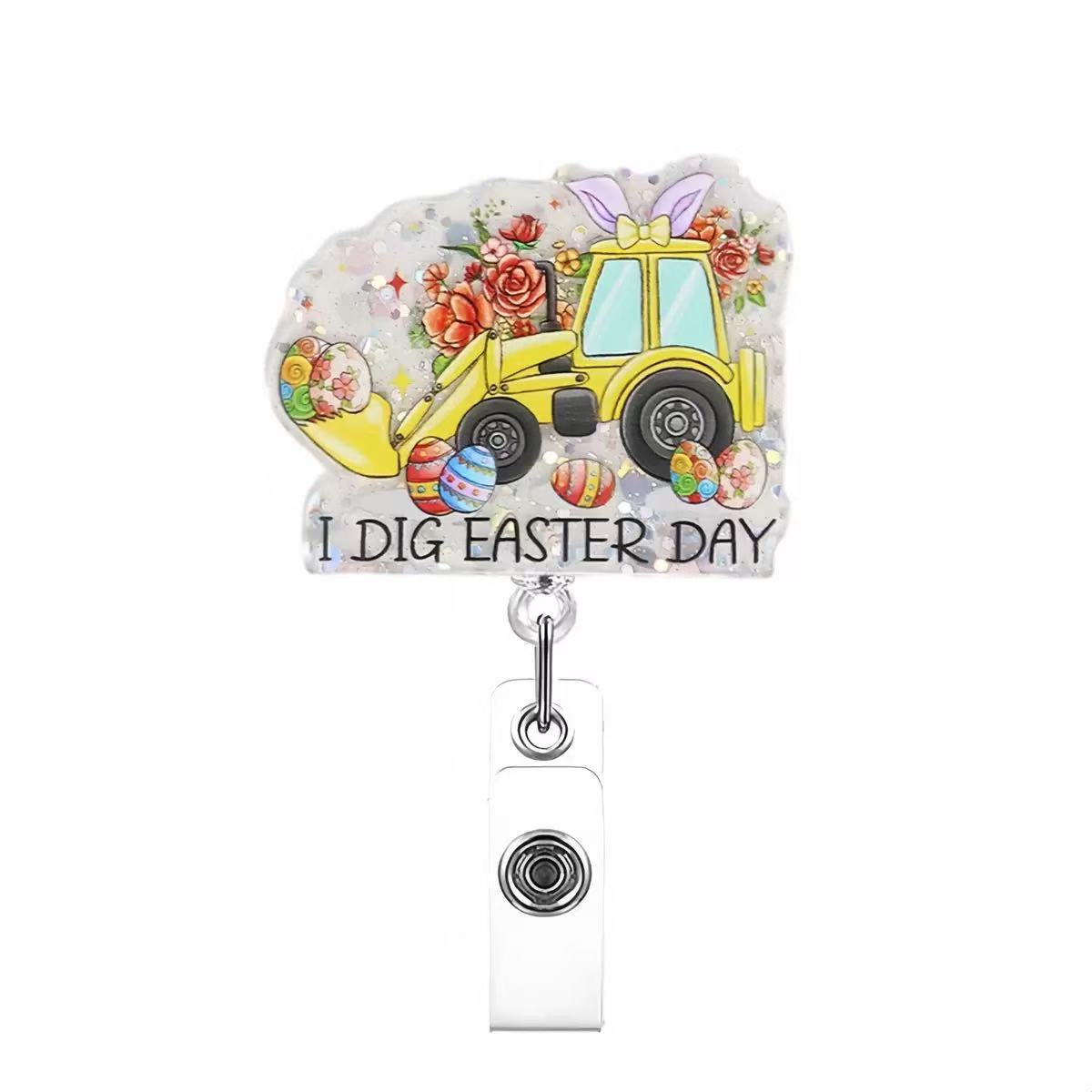 Wholesale Easter Badge Reels Glitter Fun Badge Reels